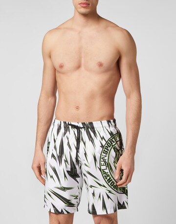 Plein Sport Zwemshorts 'Tiger ' in Wit: voorkant