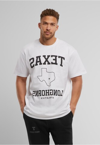 T-Shirt 'Texas Longhorns Mirrored' MT Upscale en blanc : devant