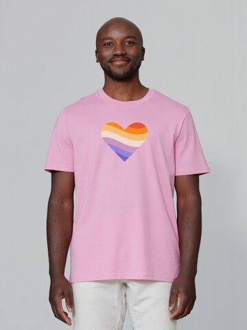 Watapparel Shirt ' Rainbow Heart ' in Roze: voorkant
