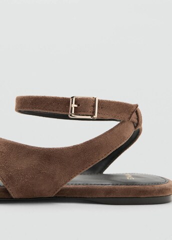 MANGO T-Bar Sandals 'Font' in Brown
