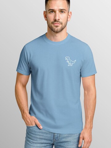 Neverless Shirt 'Polygon T-Rex' in Blue