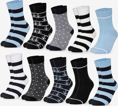 Occulto Socken 'Lotte' in hellblau / graumeliert / schwarz / weiß, Produktansicht