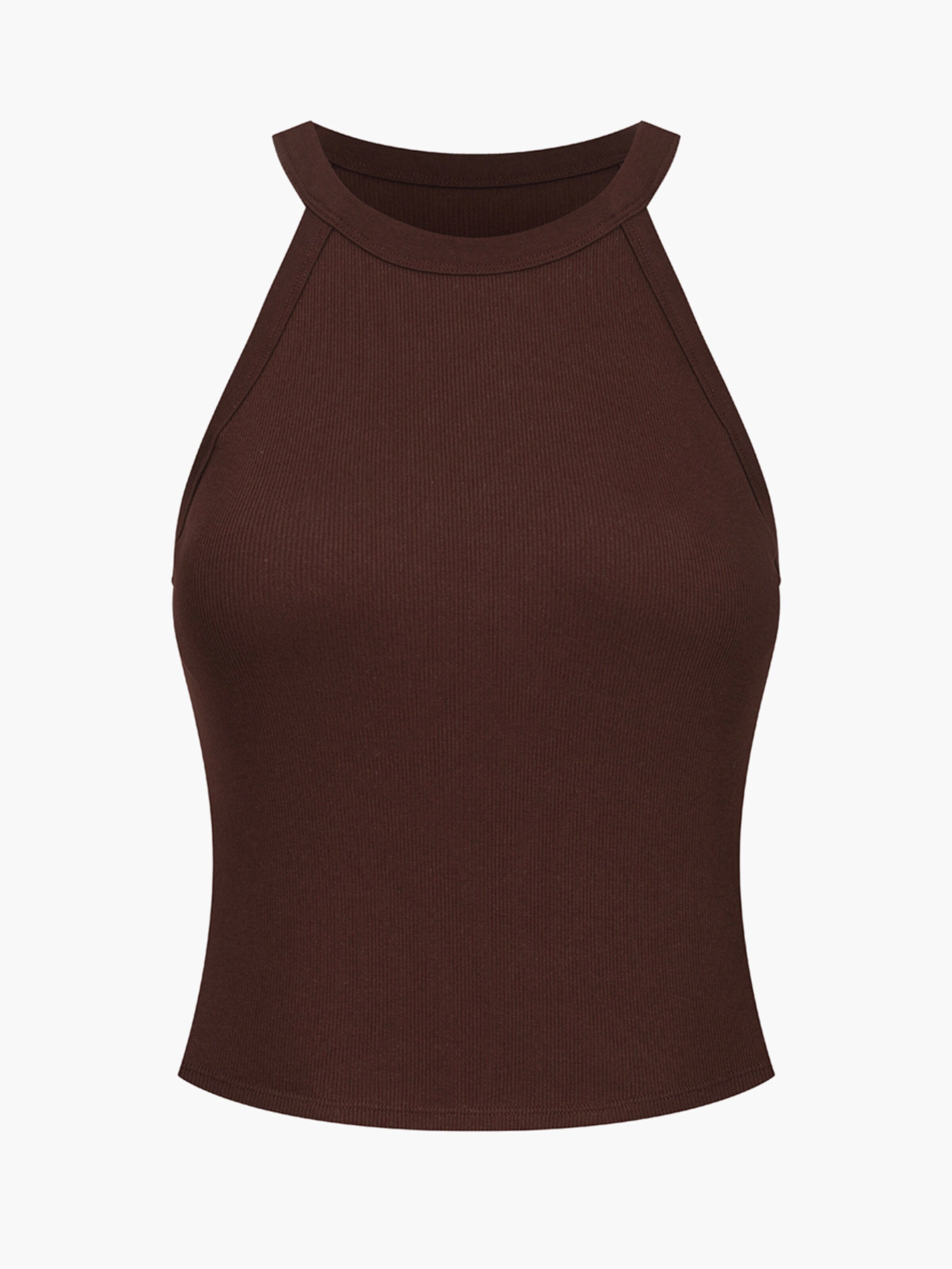 cfab (formerly creamy fabrics) Topp 'Neck Holder Bra Top' i brun: framsida