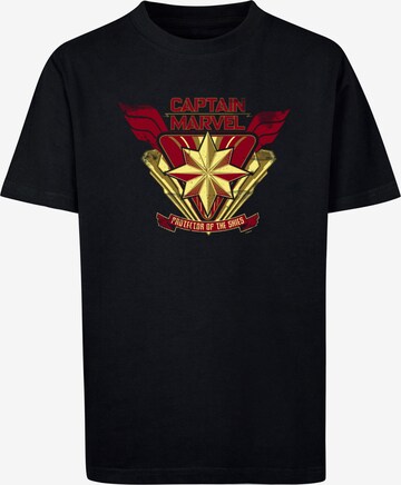 ABSOLUTE CULT Shirt 'Captain Marvel - Protector Of The Skies' in Black: front