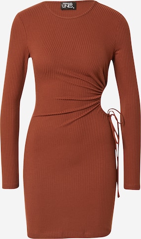Parallel Lines Dress in Brown: front