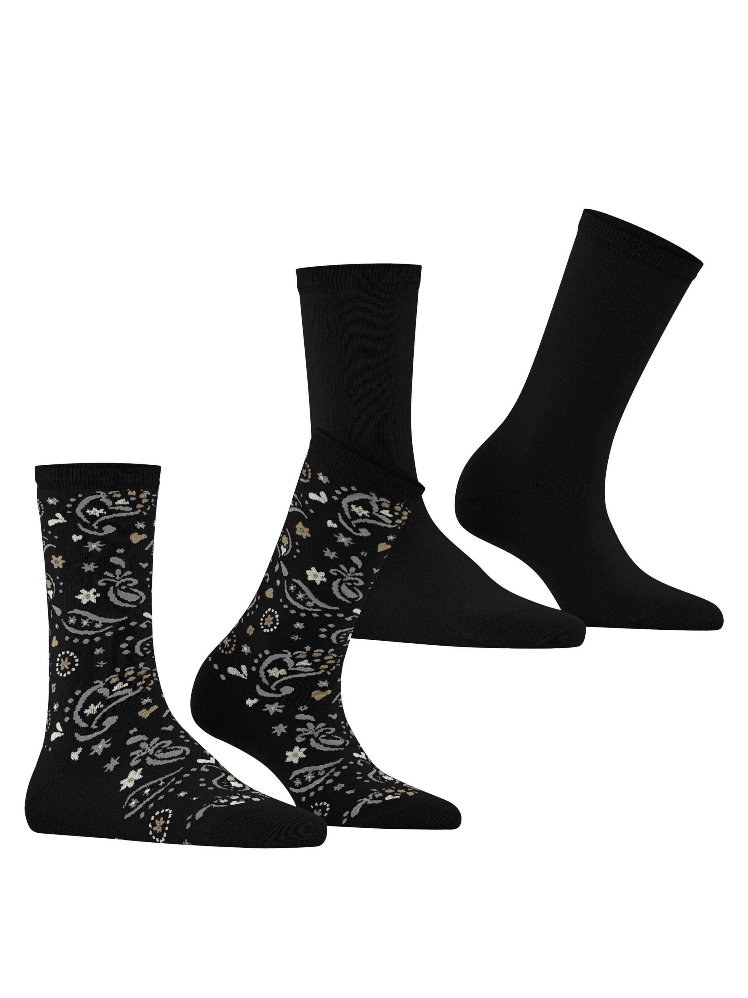 ESPRIT Socken 'Soft Paiyley 2-Pack'‌‌‌ in Schwarz