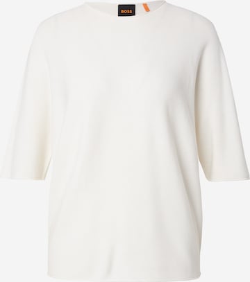 BOSS Orange Sweater 'Flamber' in White: front