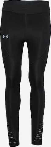 UNDER ARMOUR Skinny Workout Pants 'Speedpocket' in Black: front