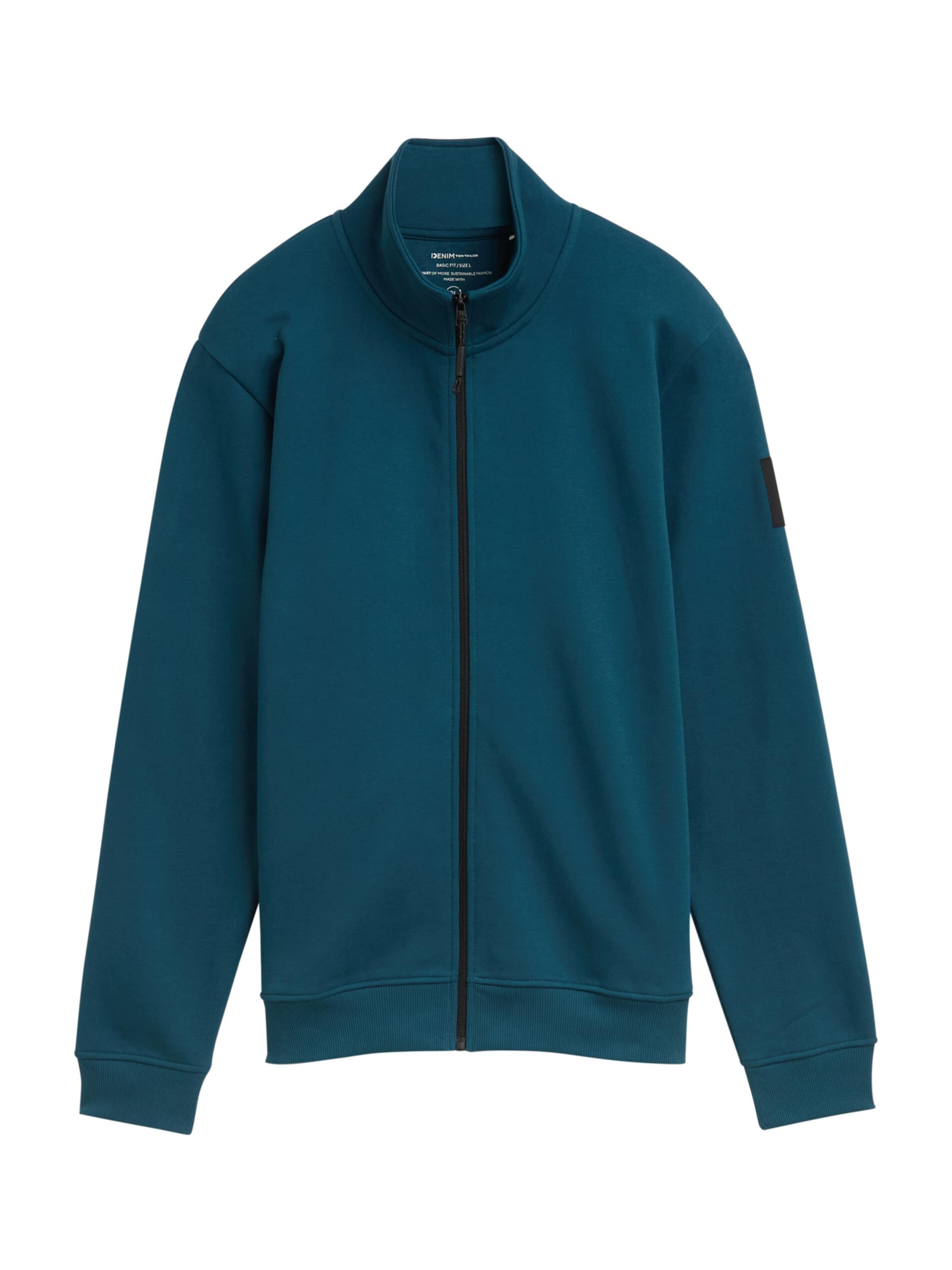 TOM TAILOR DENIM Кофта на молнии в Зеленый: спереди