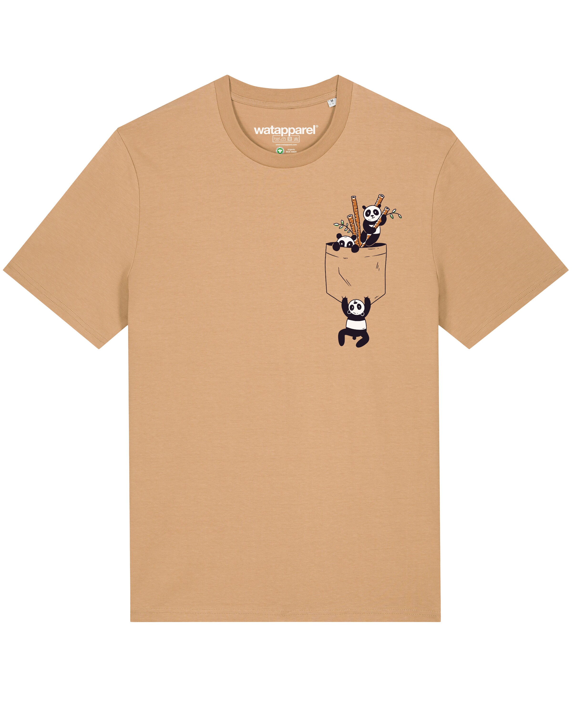 T-Shirt ' Pocket Pandas ' Watapparel en beige : devant