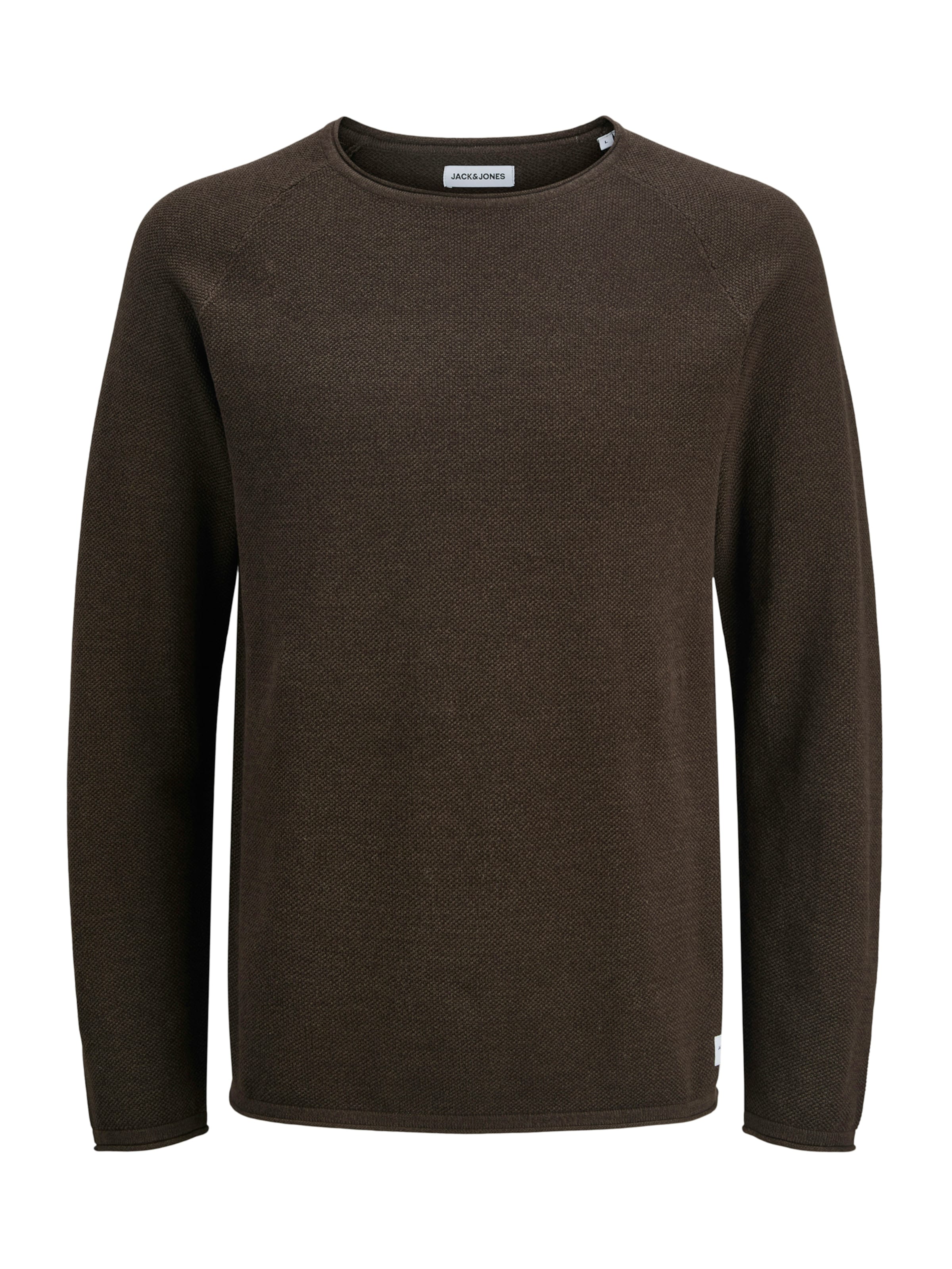 JACK & JONES Пуловер 'JJEHILL' в кафяво: отпред