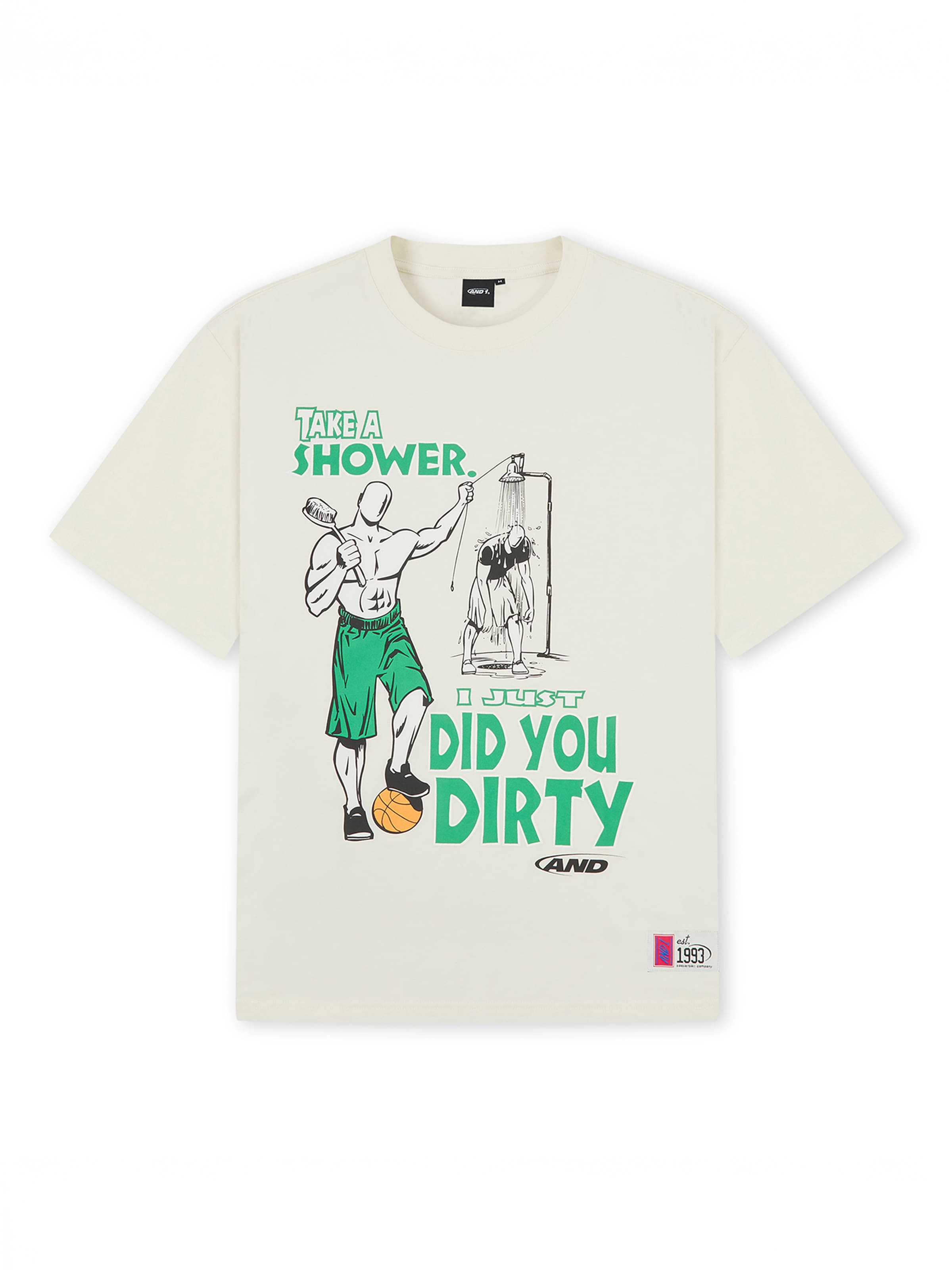 AND1 Tričko 'Did You Dirty Trash Talk' - Béžová: predná strana