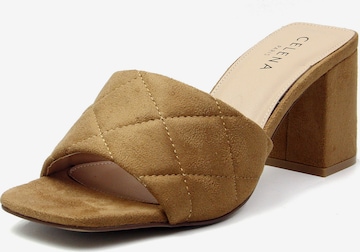 Celena Mules 'Cacie' in Brown: front