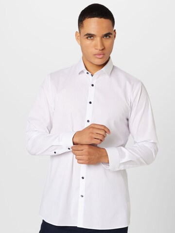 Slim fit Camicia business 'No. 6 Six' di OLYMP in bianco: frontale