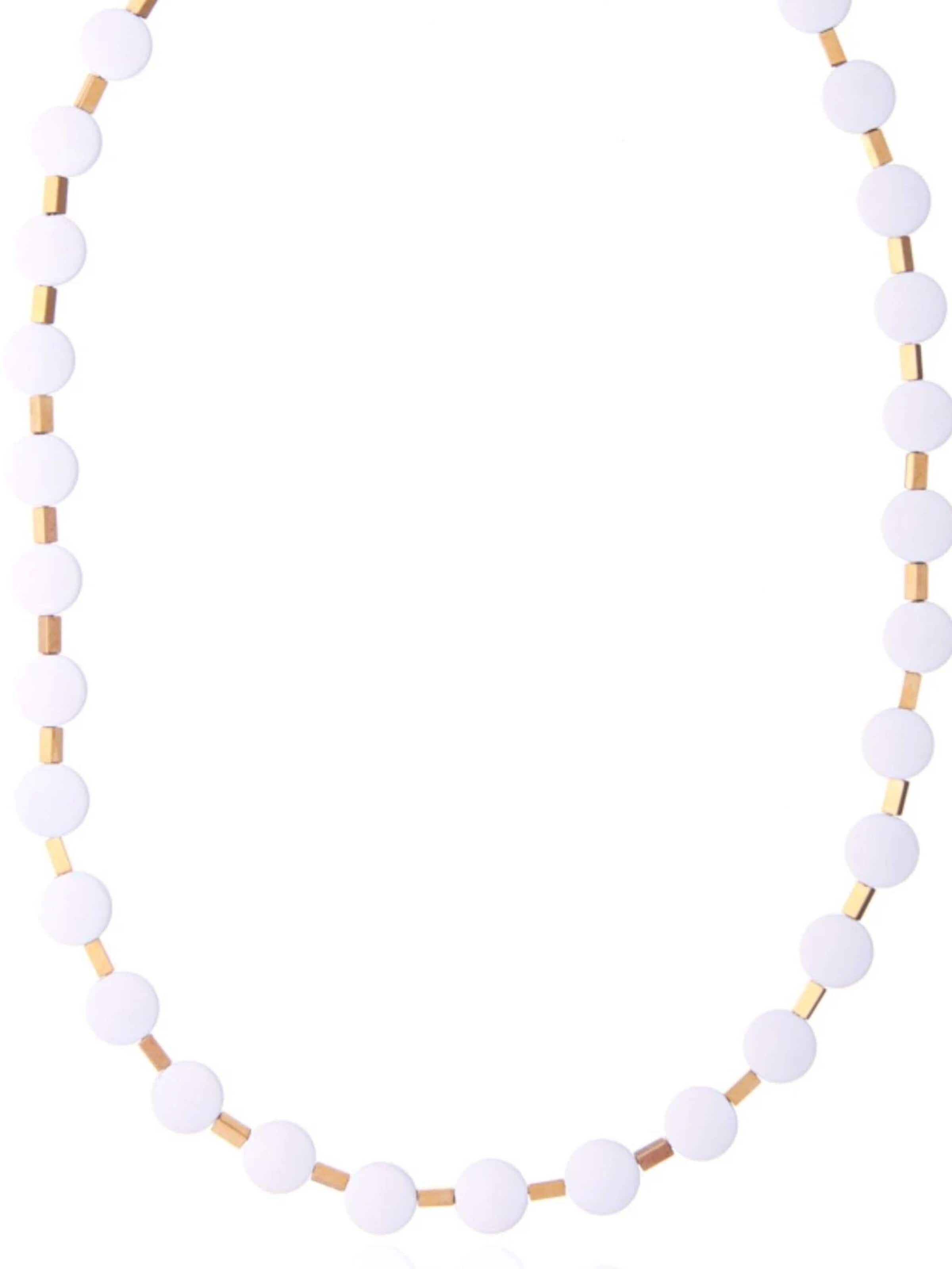 THE GEM STORIES JEWELRY - Cadena 'White Dots Hematite Necklace' en blanco