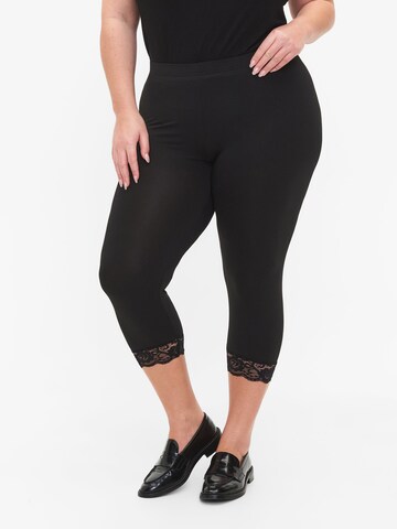 Zizzi Skinny Leggings in Zwart: voorkant