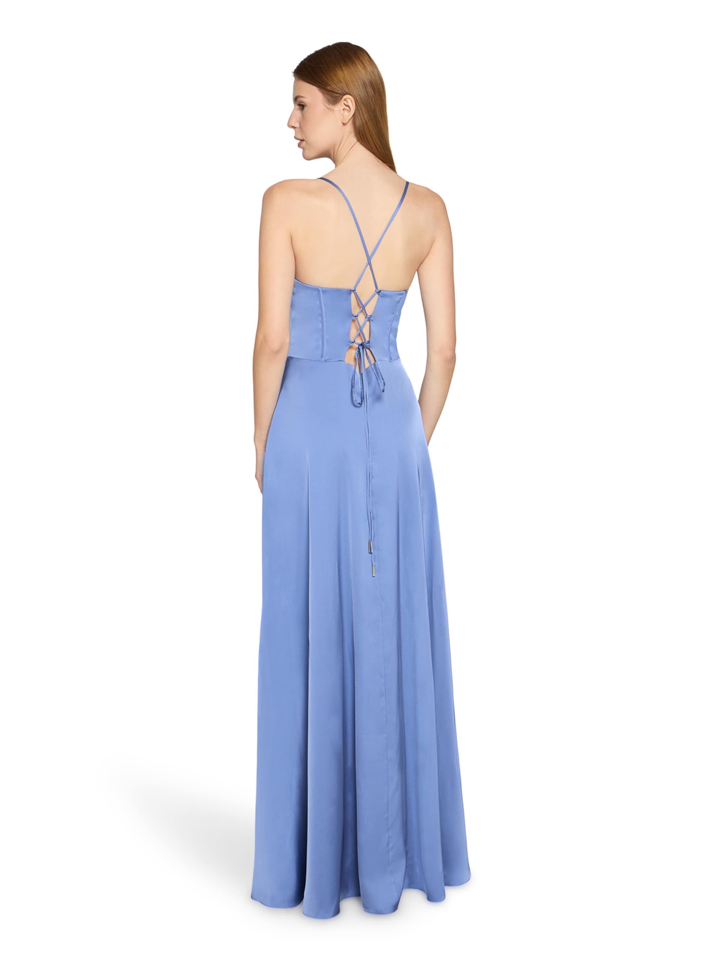 Vera Mont Abendkleid mit Wasserfallausschnitt in Blau