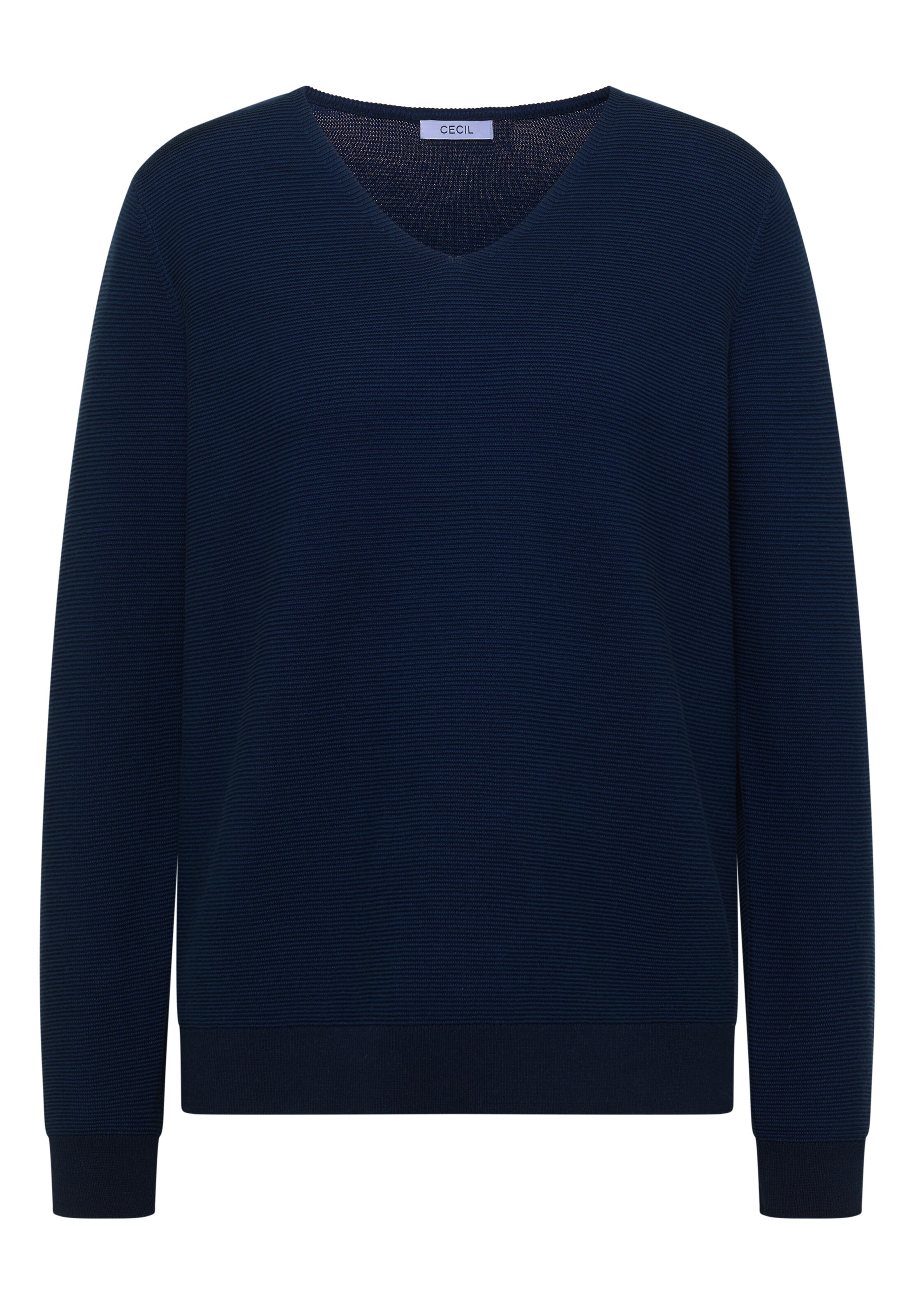 CECIL Pullover im Two-Tone-Look mit V-Neck in Blau: Vorderseite