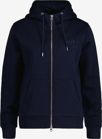 GANT Zip-Up Hoodie in Blue: front