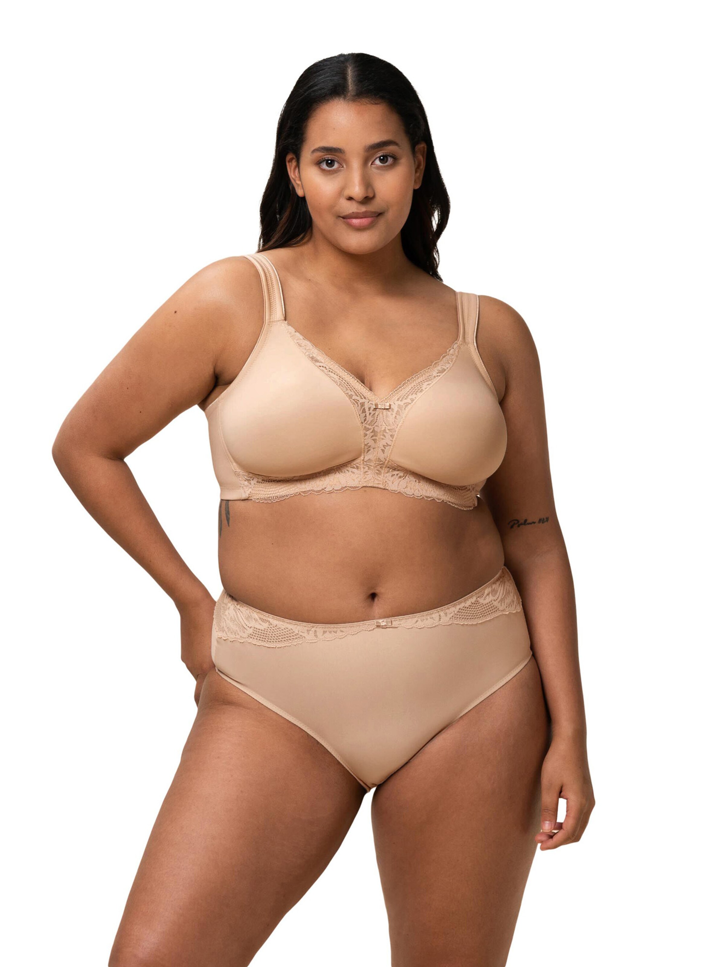 TRIUMPH T-shirt Bra ' Modern Lace+Cotton ' in Beige