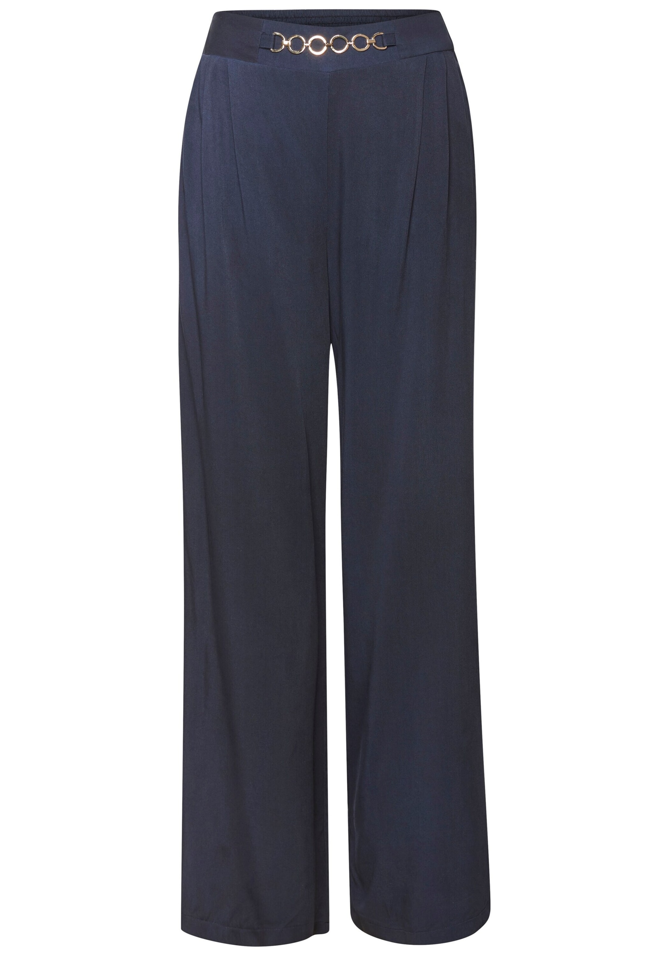 VIVANCE Štandardný strih Plisované nohavice - Modrá: predná strana