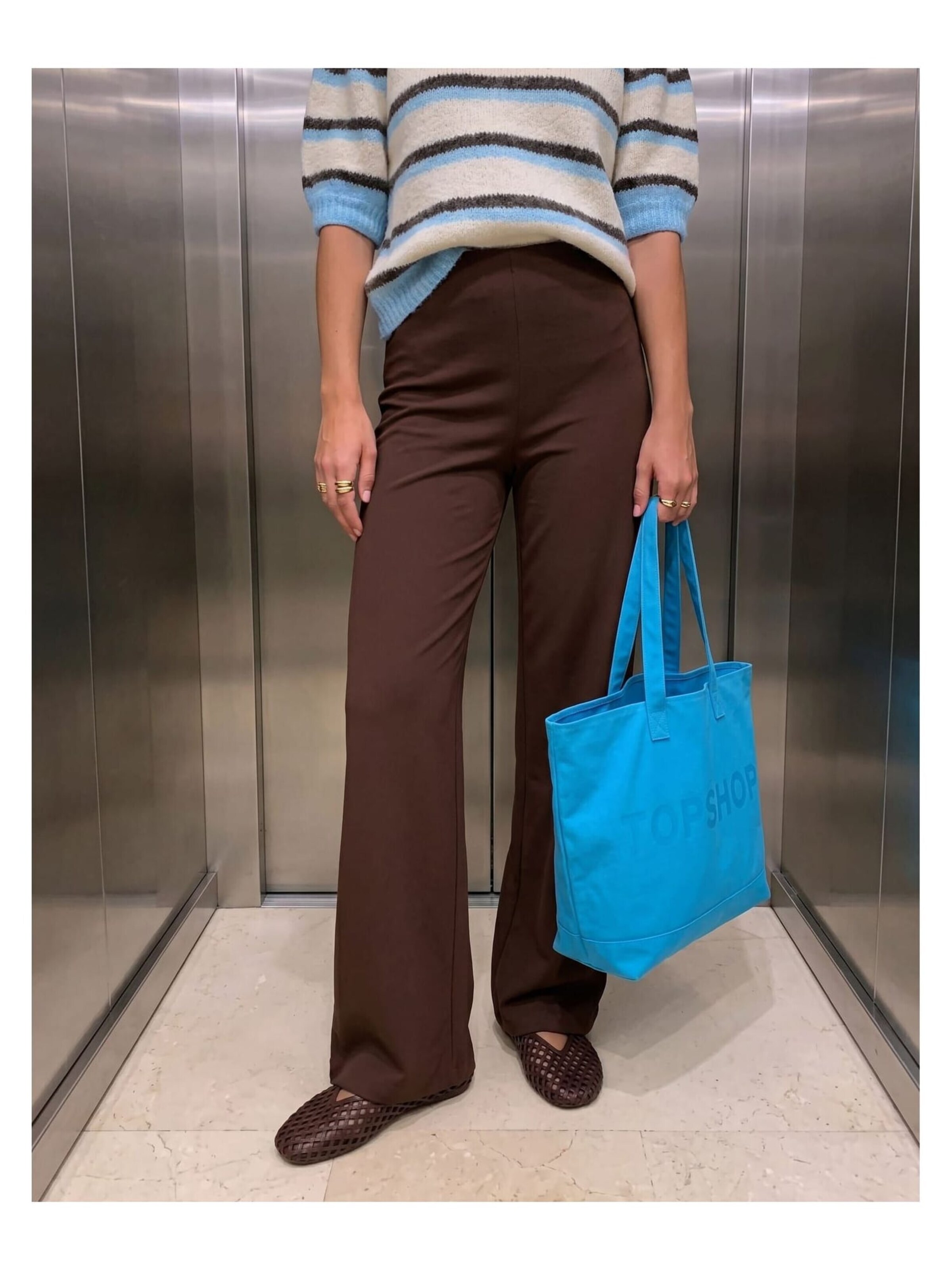 VERO MODA Wide Leg Hose 'VMBerlin' in Braun