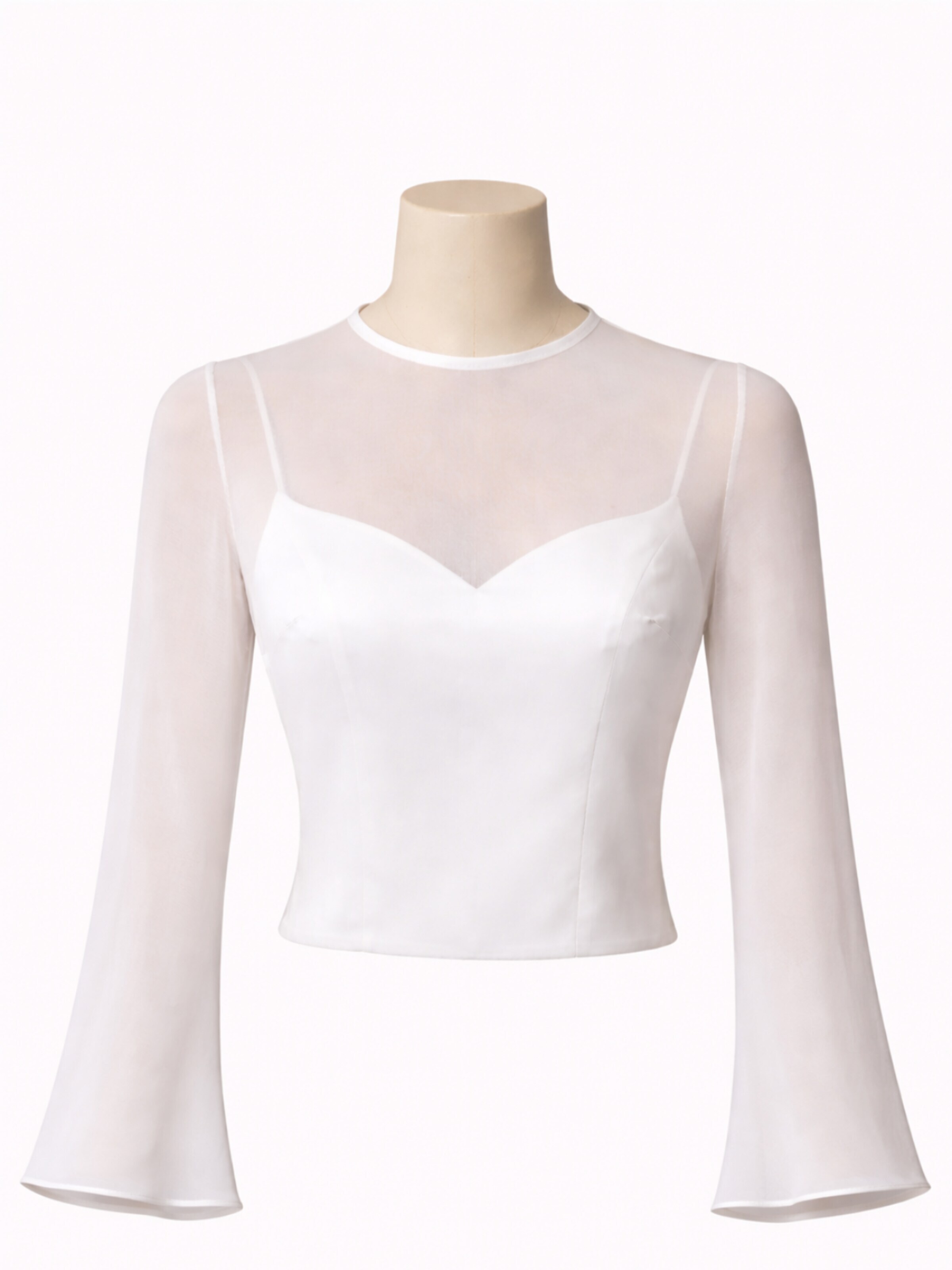 White Cherry Hamburg Blouse 'Bridal' in White: front