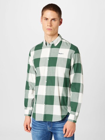 Pepe Jeans Regular fit Button Up Shirt 'FELIX' in Green: front