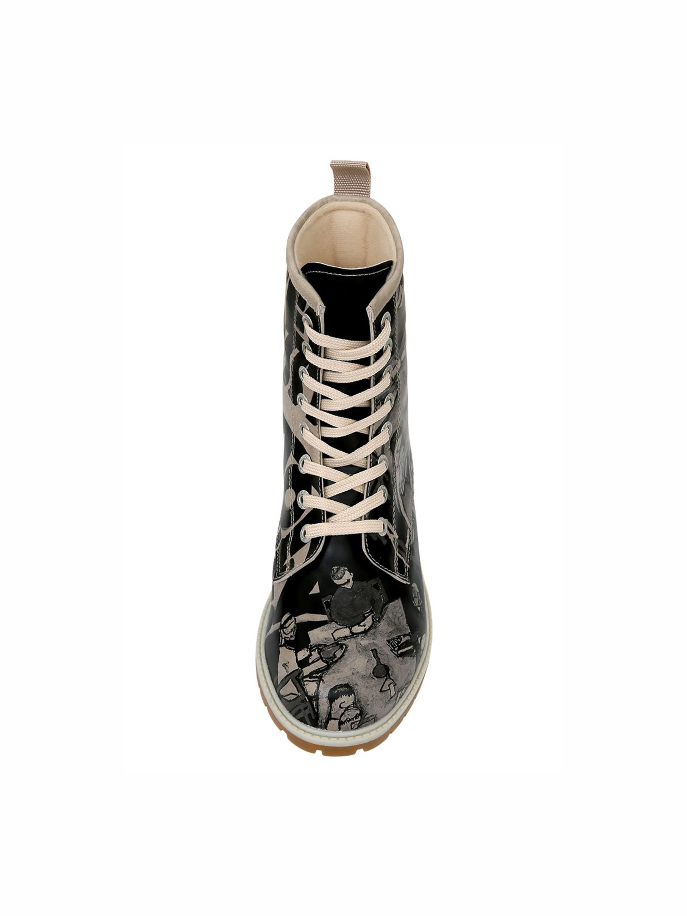 DOGO Lace-Up Boots 'DOGO Boots - Supper BlackWhite' in Black