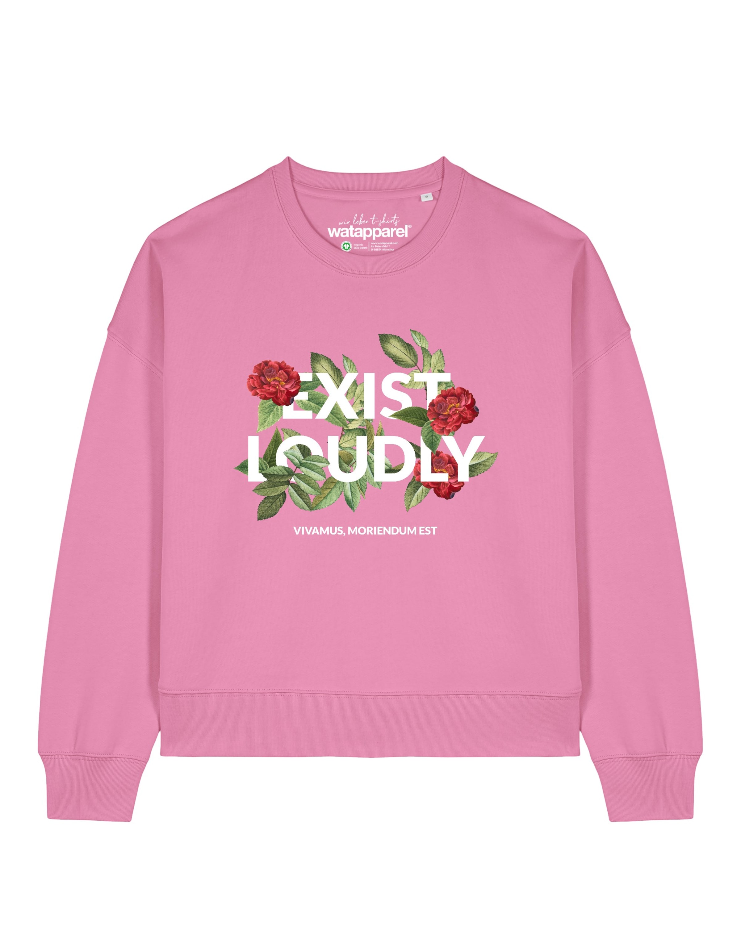 Sweat-shirt 'Exist Loudly ' Watapparel en rose : devant