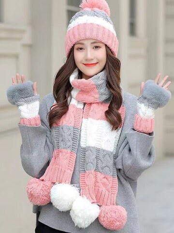 Kumixi Beanie 'Set: Mütze & Loop Schal & Handschuhe' in Orange