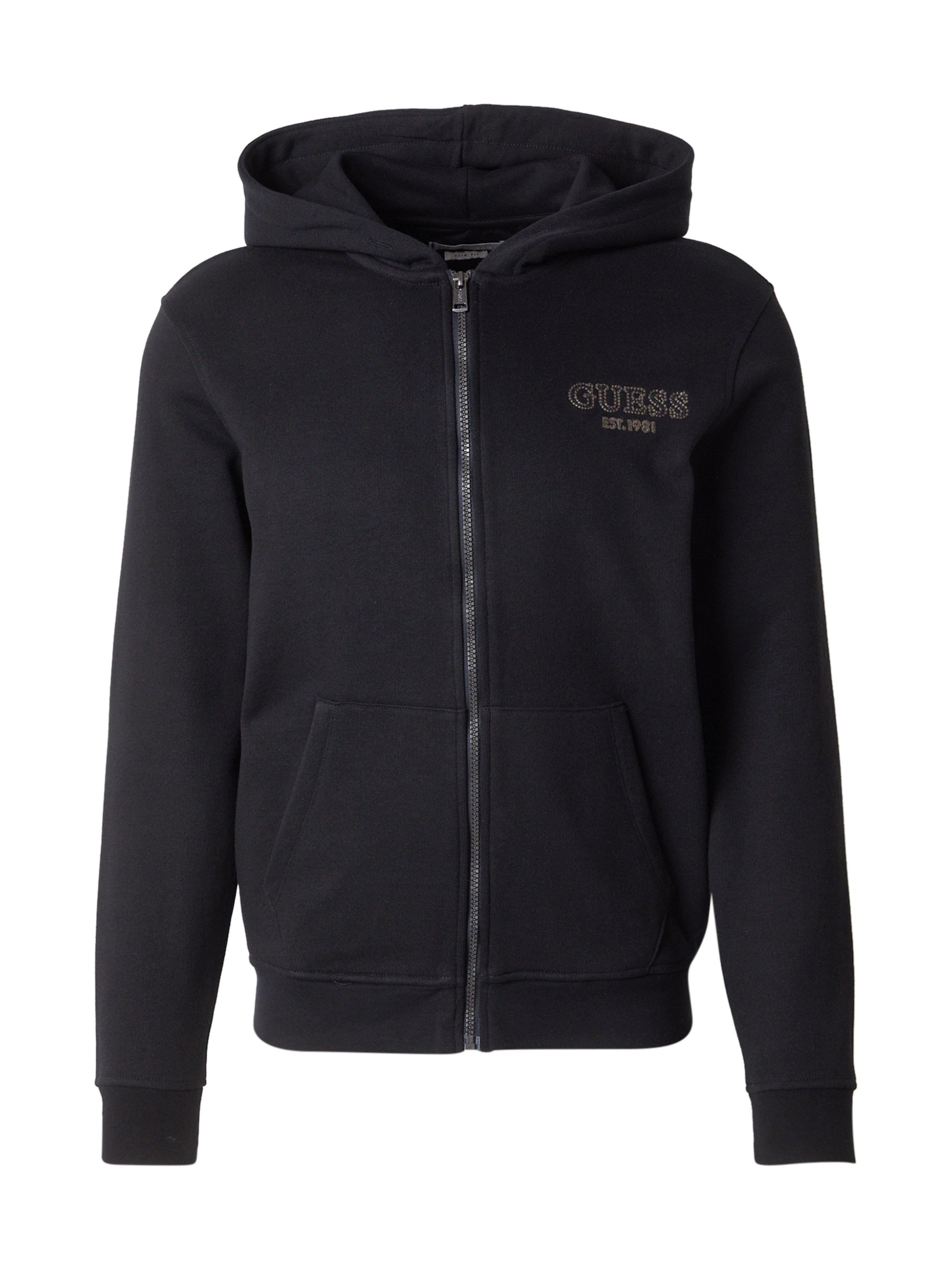 GUESS Кофта на молнии в Черный: спереди