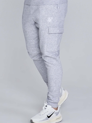 SikSilk Slim fit Workout Pants 'Essentials Cargo Joggers' in Grey