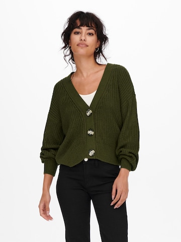 JDY Knit Cardigan 'Justy' in Green: front