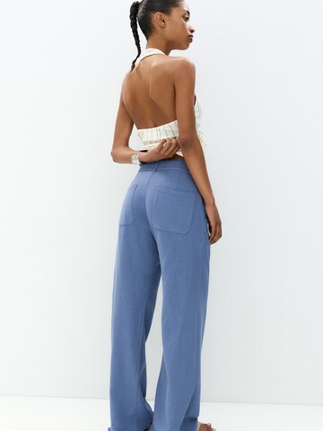 Pull&Bear Широки крачоли Панталон в синьо