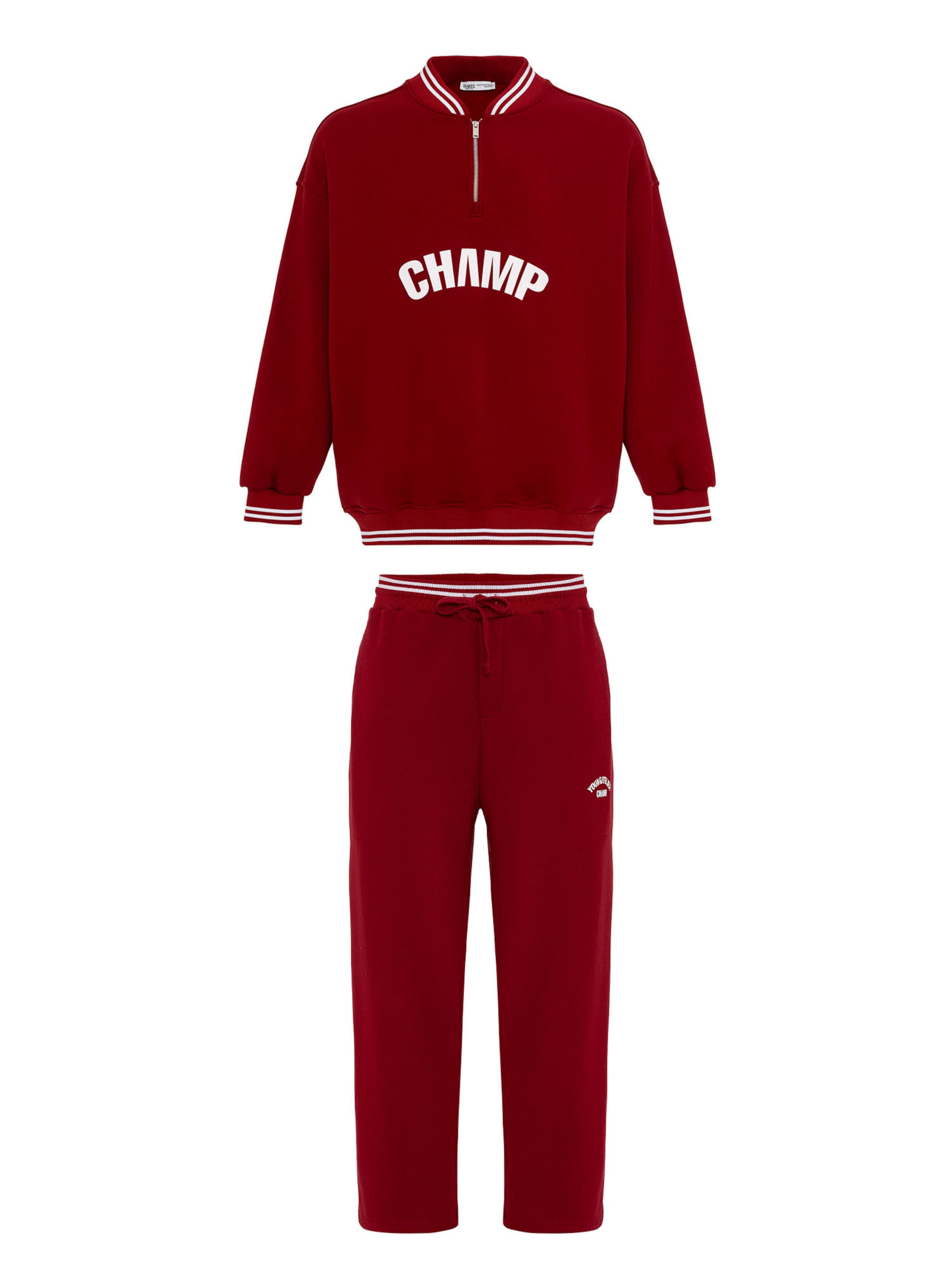 VAMOS CLO Домашний костюм в Цвет бургунди / Белый, Обзор товара