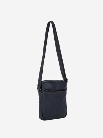 Sac à bandoulière 'Lancaster Sacoche cuir de vachette SOFT VINTAGE Bleu/Camel' LANCASTER Paris en bleu