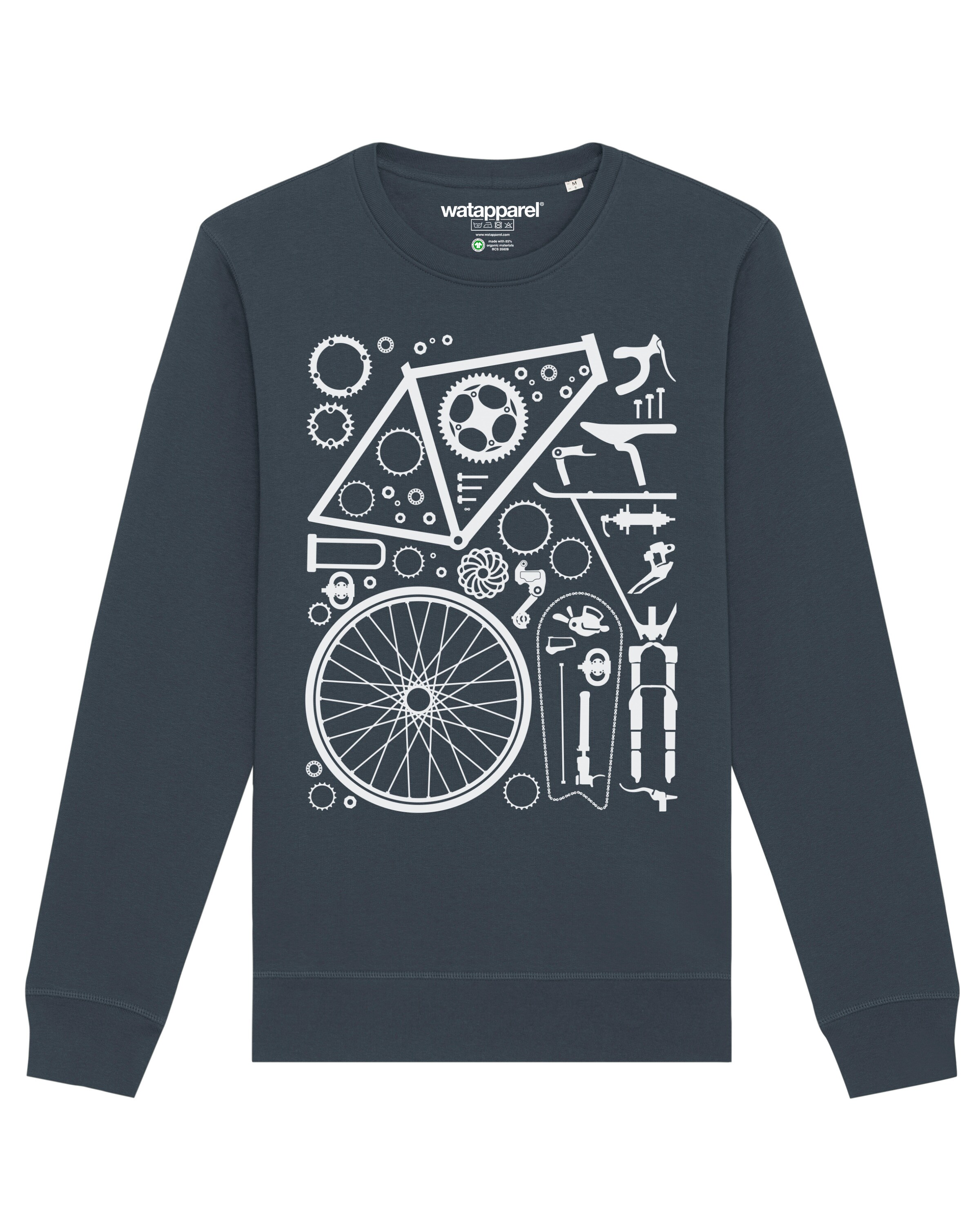 Watapparel Sweatshirt 'Fahrradteile' in Grijs: voorkant