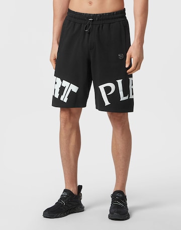 Plein Sport Regular Trousers in Black: front