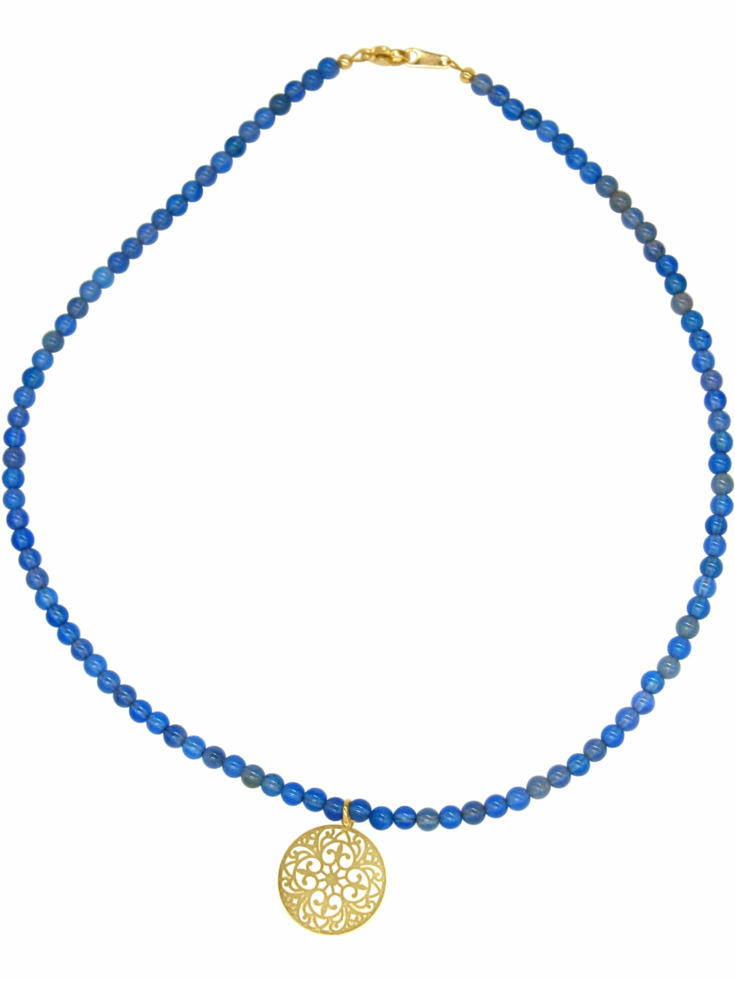 Gemshine Kette mit Anhänger 'Mandala Jade' in Gold: Vorderseite