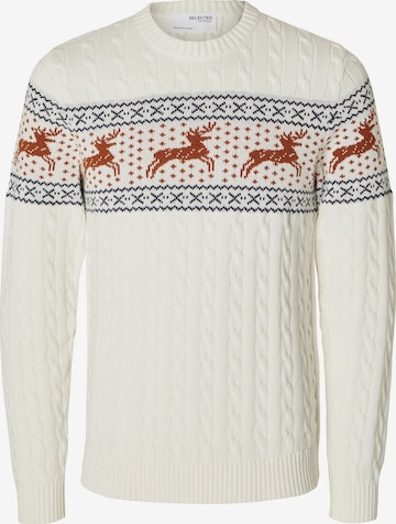 SELECTED HOMME Pullover 'Reindeer' in Weiß: predná strana