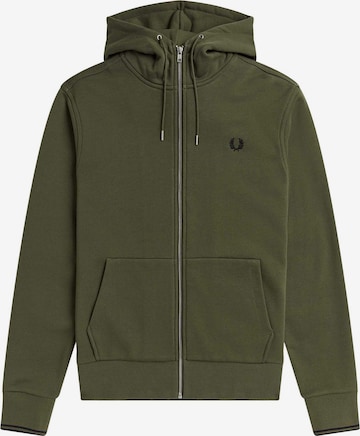 Fred Perry Zip-Up Hoodie in Green: front
