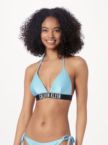 Calvin Klein Swimwear Triangle Bikini Top in Blue: front