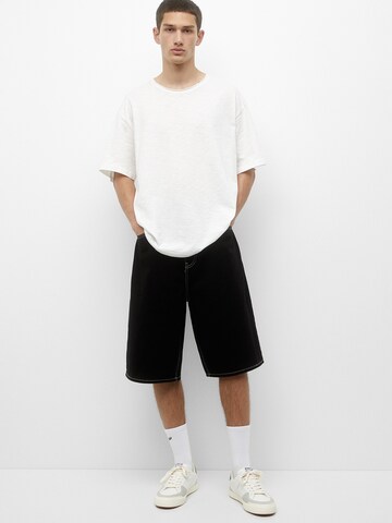 Pull&Bear Wide Leg Shorts in Schwarz