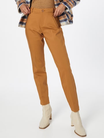 Regular Pantalon à plis 'Daya' minus en marron : devant