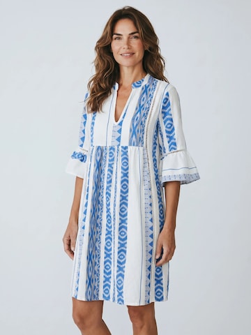 Pink LabelLjetna haljina 'BEACHWEAR BLUE EMBROIDERY' - plava boja: prednji dio