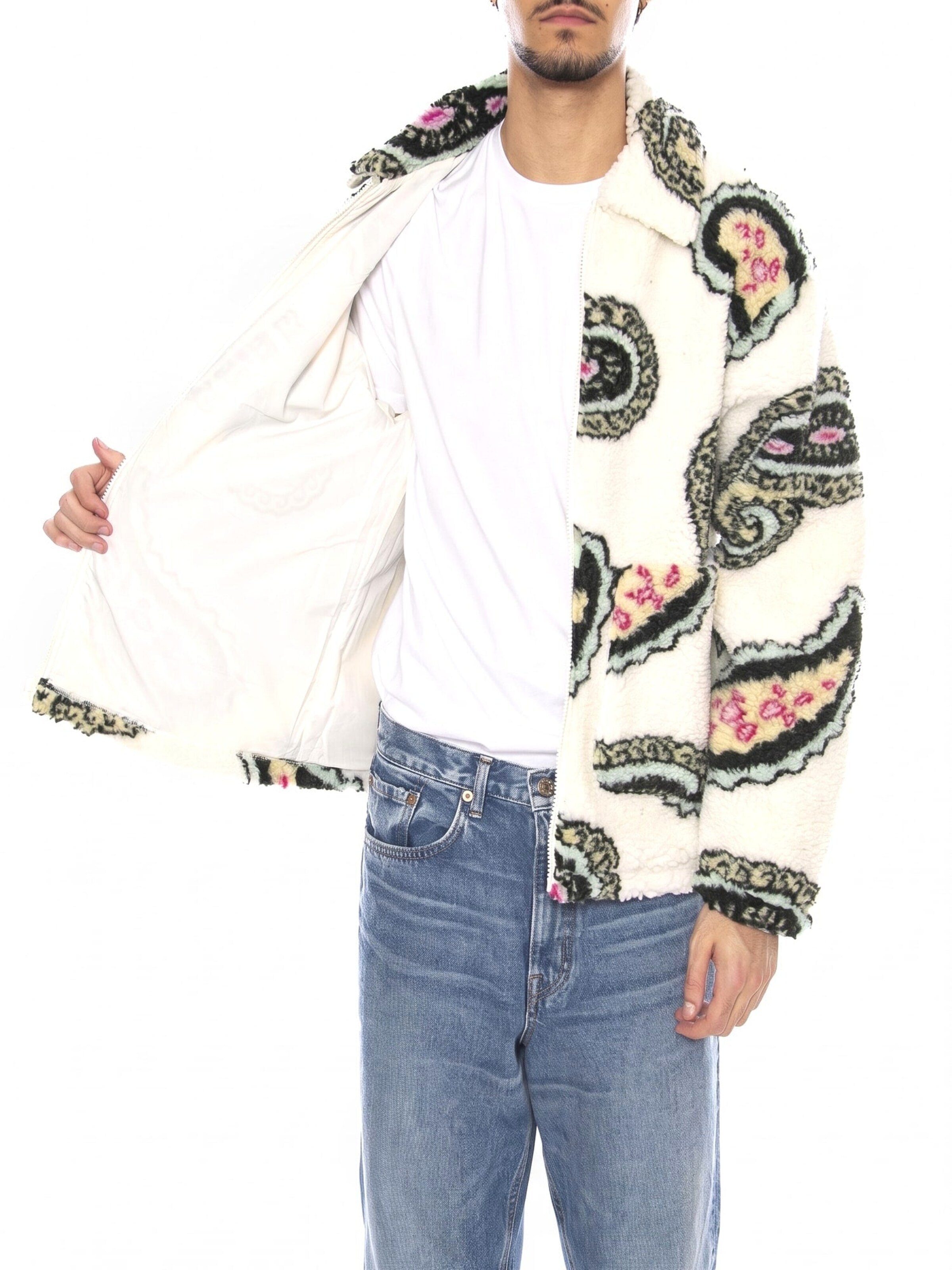 Giacca invernale 'Paisley Sherpa Jacket Unbleahed Multi' di Obey in bianco