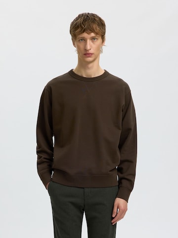 SELECTED Sweatshirt 'SLHLuke' in Brown: front