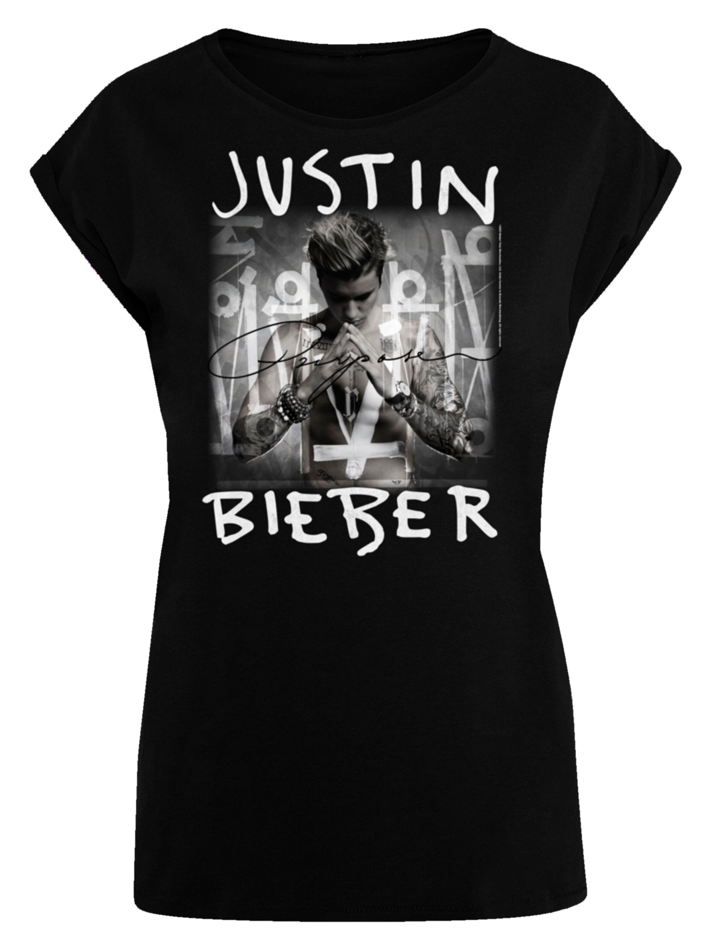 F4NT4STIC Shirt 'Justin Bieber ' in Zwart: voorkant