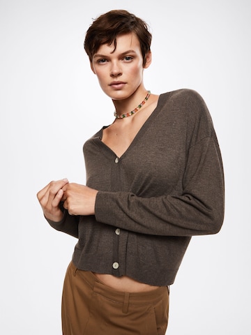 MANGO Knit Cardigan 'LUCA' in Brown: front